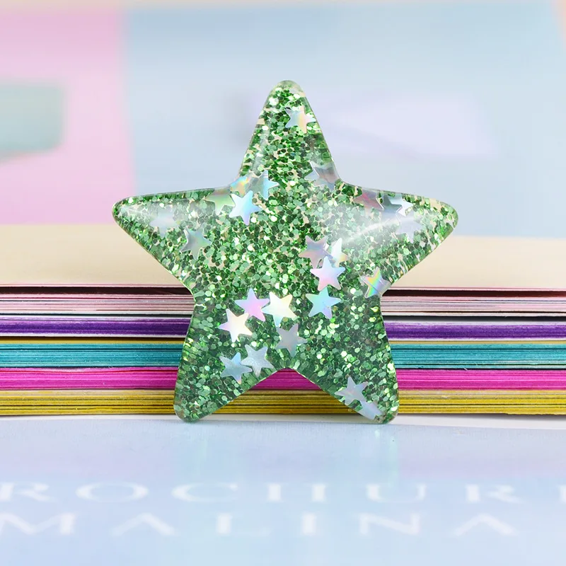 10pcs Shining Stars Flat Back Resin Charms Embellishments for Crafting Handmade Material Parts Hair Accessories