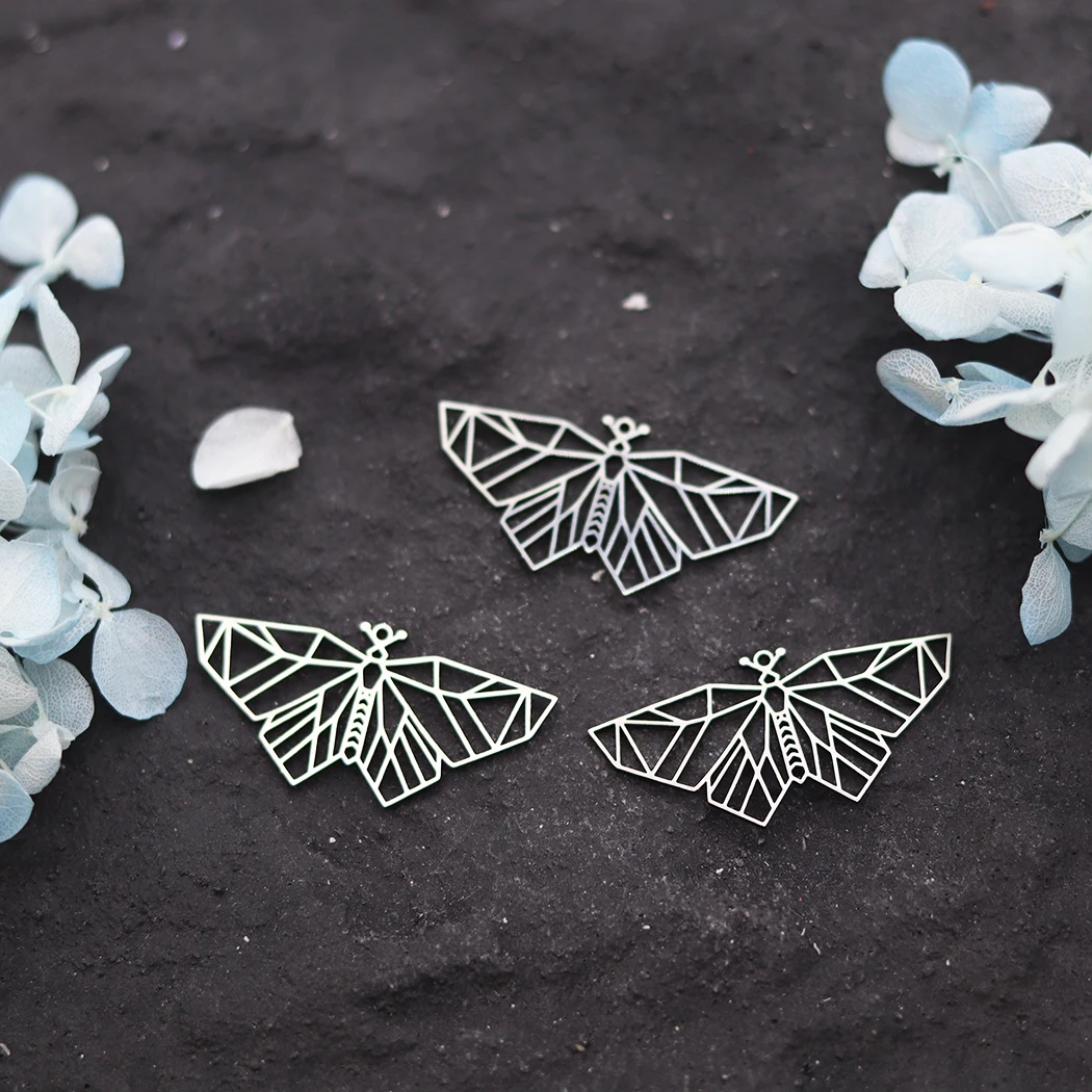 

3Pcs Geometric - line Stainless Steel Hollow Butterfly - shaped Pendant, DIY Jewelry Charms Set for Bracelet, Necklace Crafting
