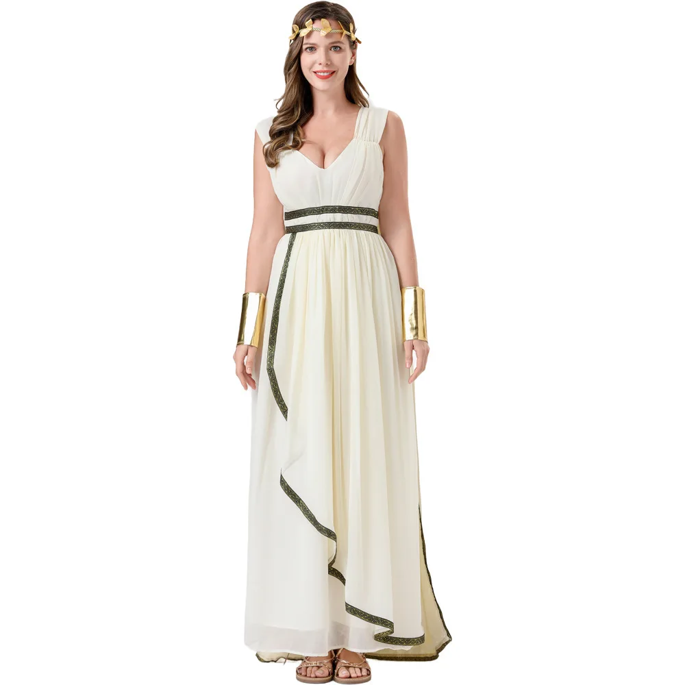 

Halloween Women Athena Toga Roman Princess Halloween Dress Up Children Adults Parental Makeup Dance Performance Clothes