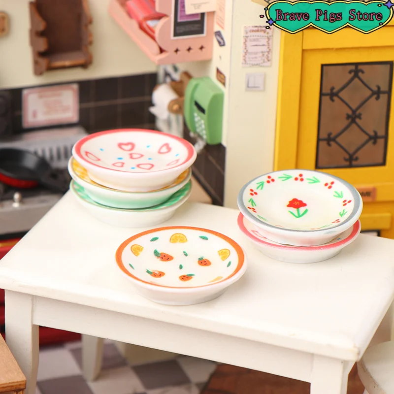 5Pcs Mini Plates Dishes Model Simulation Kitchen Decoration Accessories