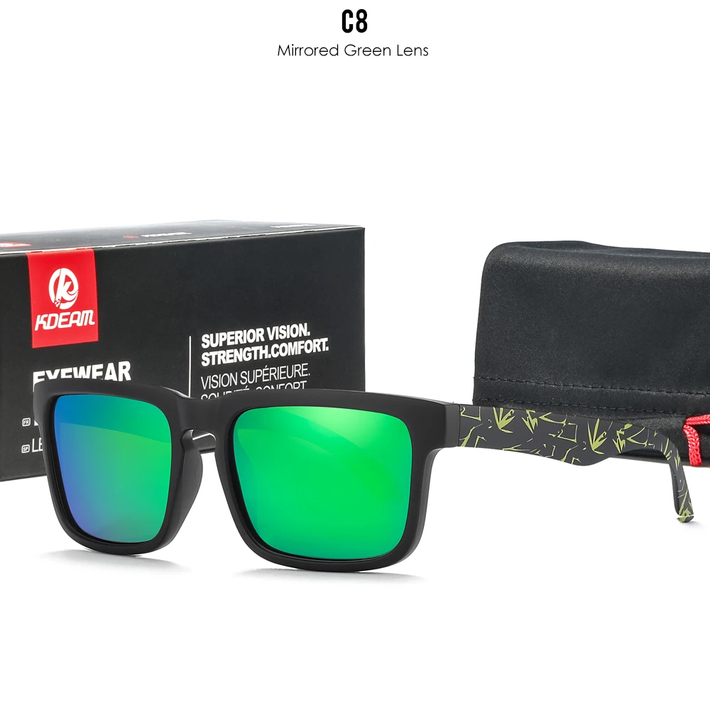 KDEAM Polarisierte Quadratische Sonnenbrille für Herren, Anglerbrille mit 5-Tank-Metallscharnieren – Detail 13
