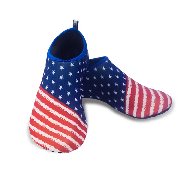 Factory Direct Supply Adult Children Soft Sole USA Flag Non-slip Beach Water Socks Swim Snorkeling Quick-dry Diving Shoes