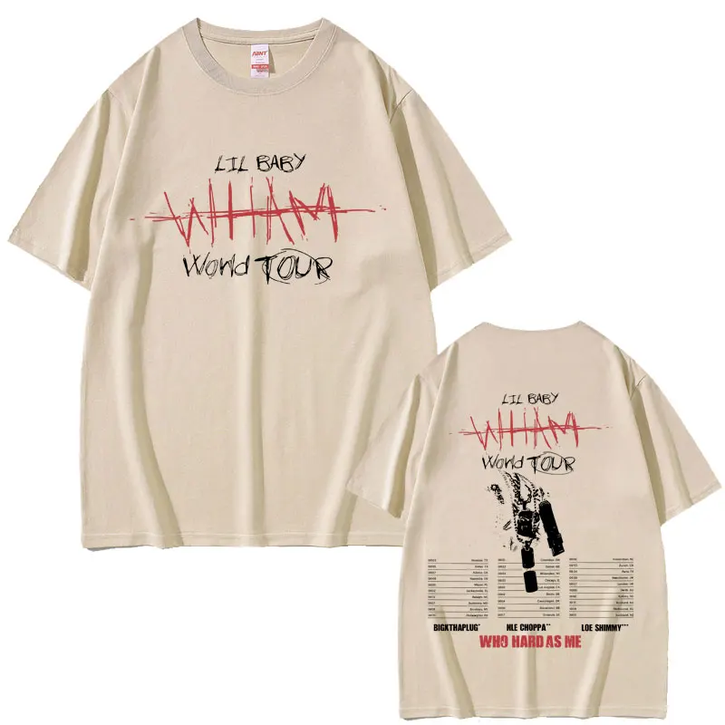 

Rapper Lil Baby Wham World Tour 2025 T-shirt Men Women Clothing Hip Hop Oversized Streetwear Male Casual Cotton Vintage T Shirt