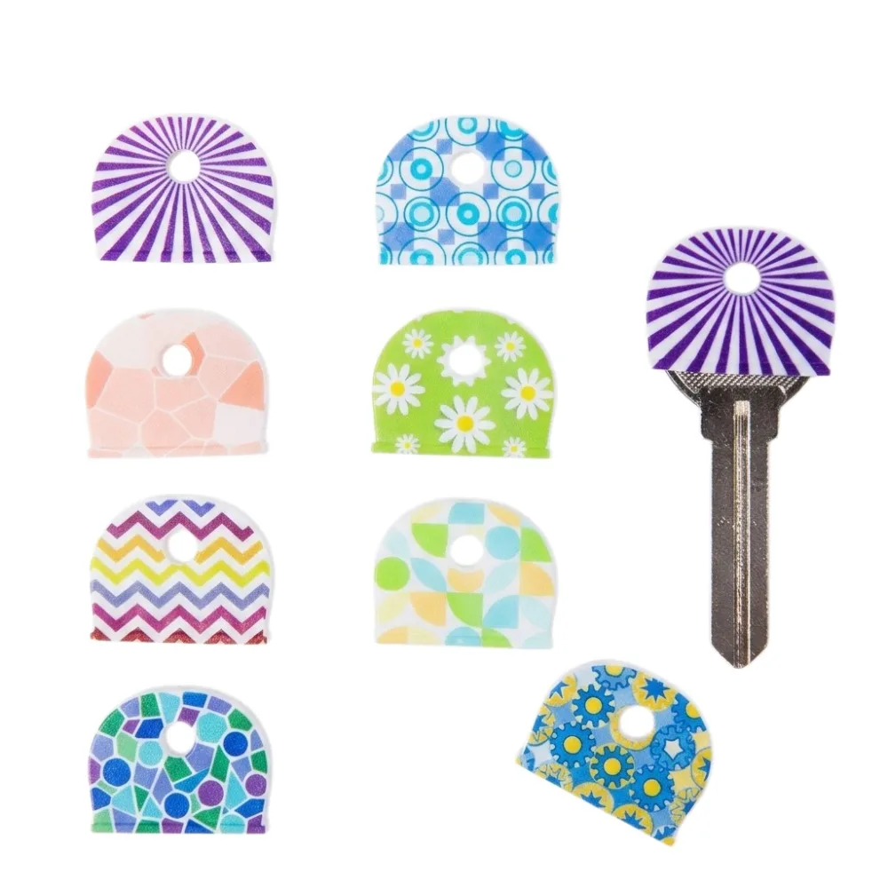 6Pcs Silicone Key Identifier,Round Flower Line Pattern,Non Slip Key Protective Cover,Durable Key Chain Accessory for Household image 2