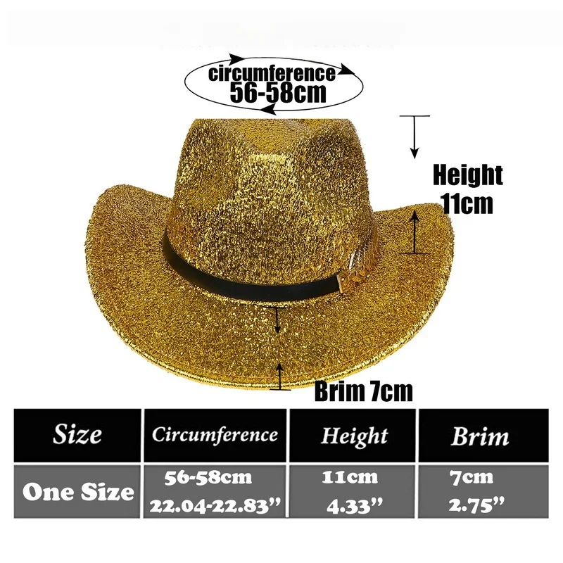 HongLuan Brokatowy Kapelusz Kostiumowy dla Dorosłych i Kapelusze Kowbojskie z Cyrkoniami dla Kobiet, Akcesoria do Cosplay Kowbojki i Kapelusz Kowbojski