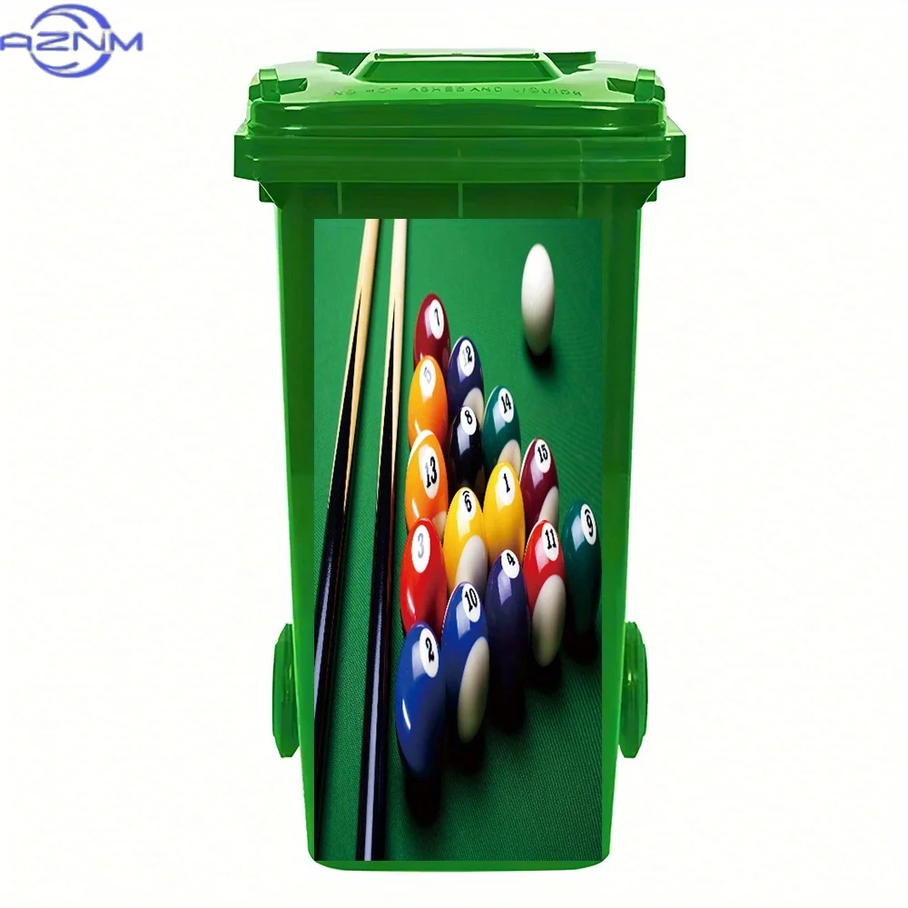 1pc Vibrant Billiards Table Sticker - Colorful Pool Balls & Cues PVC Wall Art for Game Room Decor, Matte Finish, Self-Adhesive