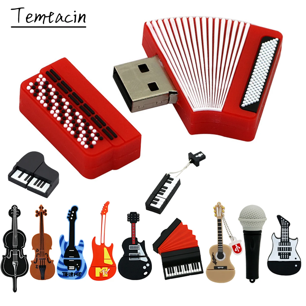 Cartoon Cle Usb Pendrive Guitar Piano Accordion USB Flash Drive 256GB 128GB 64GB 32GB 16GB 8GB USB 2.0 Memoria Stick Pen Drive