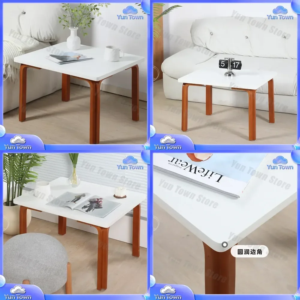 Medieval Solid Wood Coffee Table for Small Apartment Living Room Square Sofa Side Table Advanced Splicing Design Simple