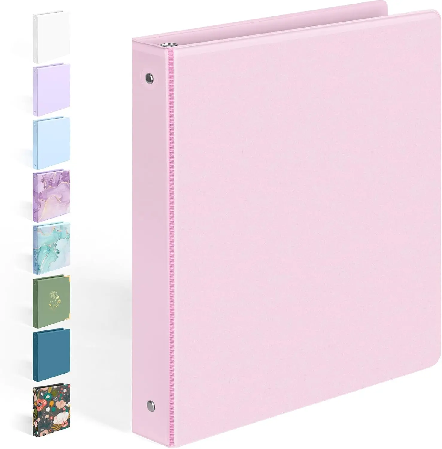 

Extra Durable 1 Inch 3 Ring Binder, Holds 175 Sheets, Pink, Customizable Cover with Inside Pockets