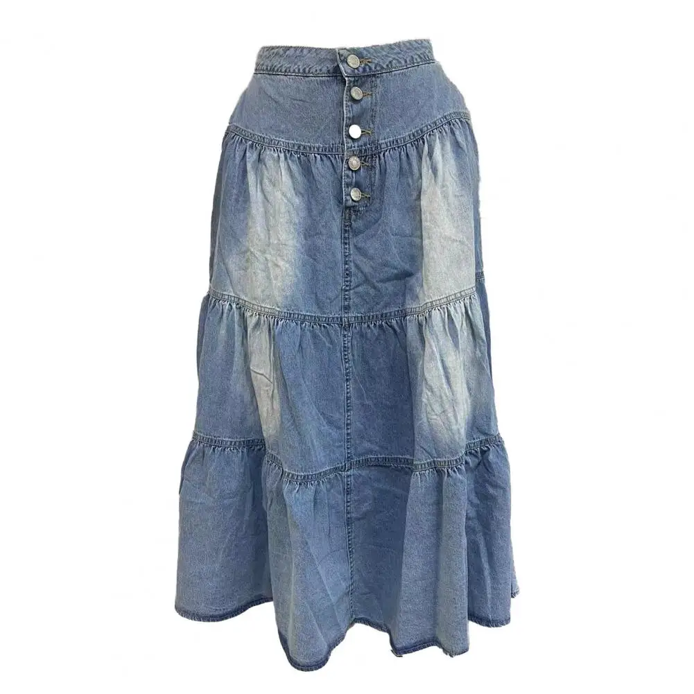 Urlaub Strand Überrock Casual Lose Falten Jupes Frauen Solide Maxi Röcke Mode Multi-schicht Hohe Taille Jupe 2025, Sommer