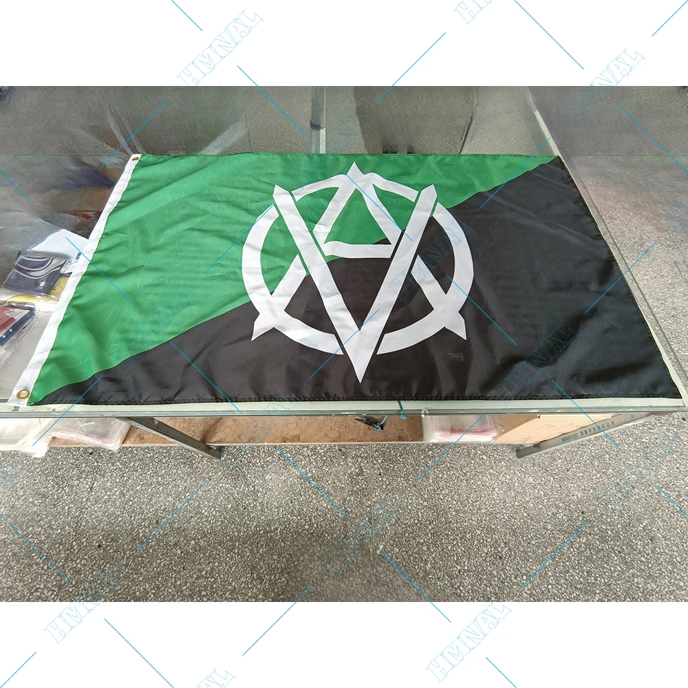 Veganarchism Large Indoor FLAGS 3x5ft digital Prints anarchy flag banner