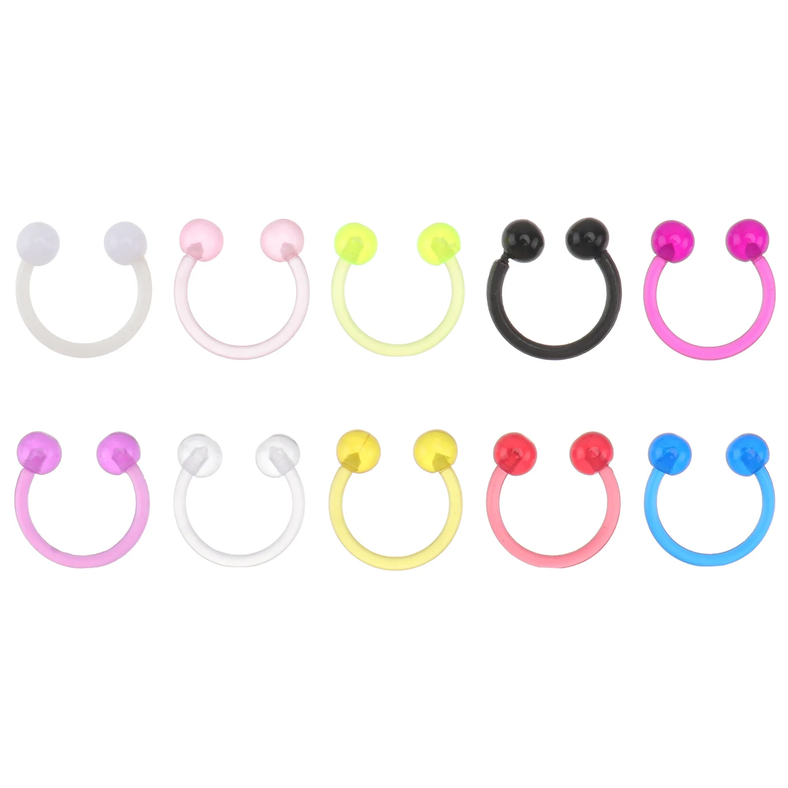 10 قطعة U شكل الأنف الدائري وهمية ثقب الاكريليك الأنف مجوهرات لأداء السفر حفلة مجوهرات للجسم اكسسوارات