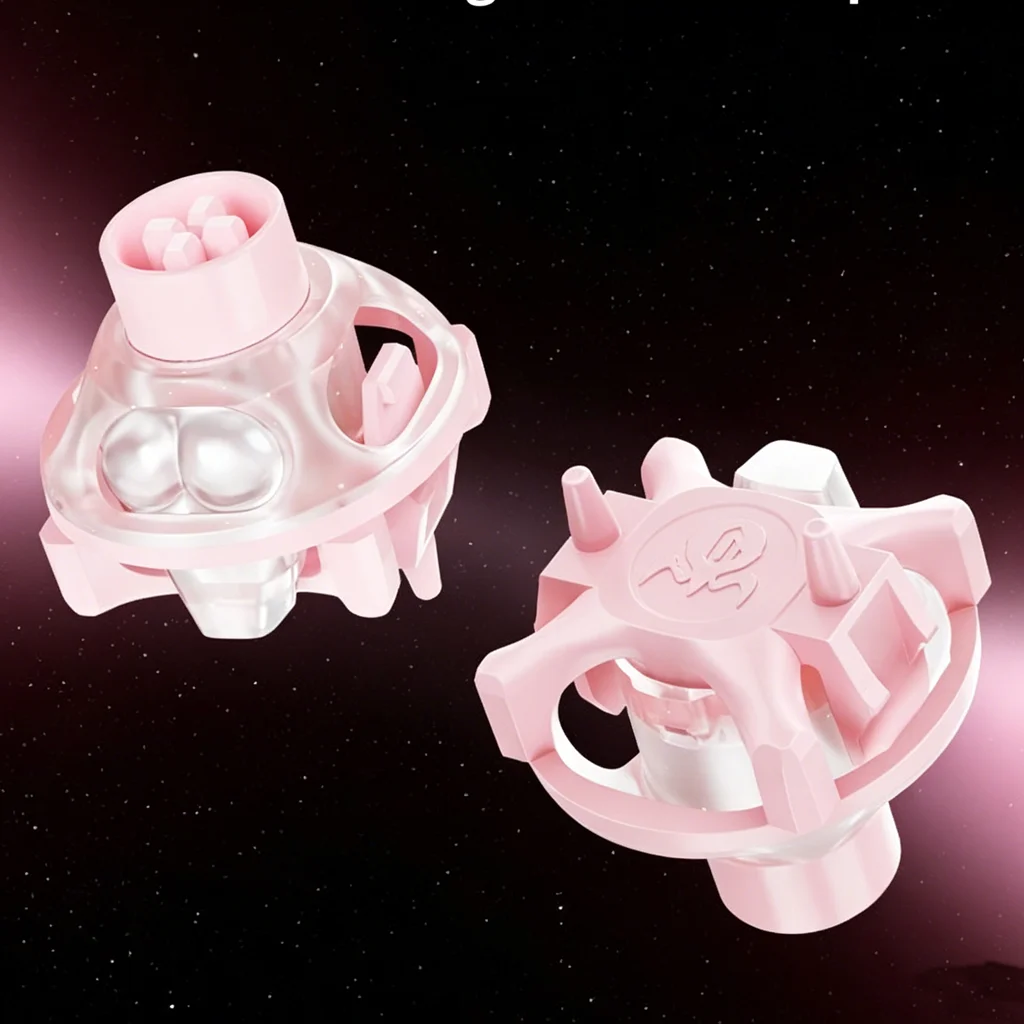 Interruptores Magnéticos UFO Rosa Melocotón, Forma de Melocotón 360 °   Interruptor Magnético Rosa Melocotón UFO de Doble Riel con Diseño RT0.001mm para Gaming N52H 600GS