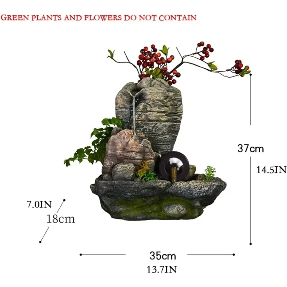 Tabletop Water Fountain Desktop Fountain Interior Decoration Waterfall Fountain Meditation Desktop Simulation Resin Rockery