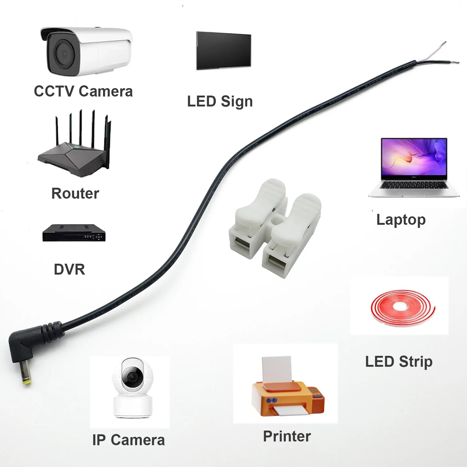 Câble d'alimentation cc à Angle droit, 2 pièces, 4.0mm 1.7mm, prise à 90 degrés 12V 24V pour caméra de vidéosurveillance, bande lumineuse LED, routeur, cordon d'alimentation pour caméra de tableau de bord