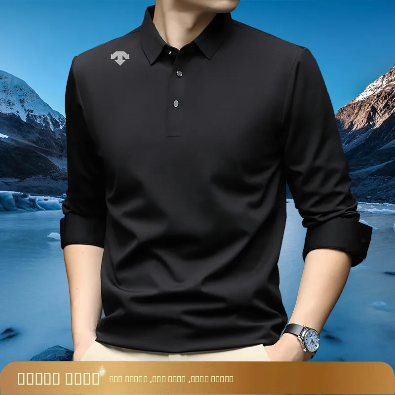 

Мужская высококачественная шерстяная футболка с длинным рукавом, повседневная спортивная, с отложным воротником, осенне-зимняя, новая модель, для отдыха