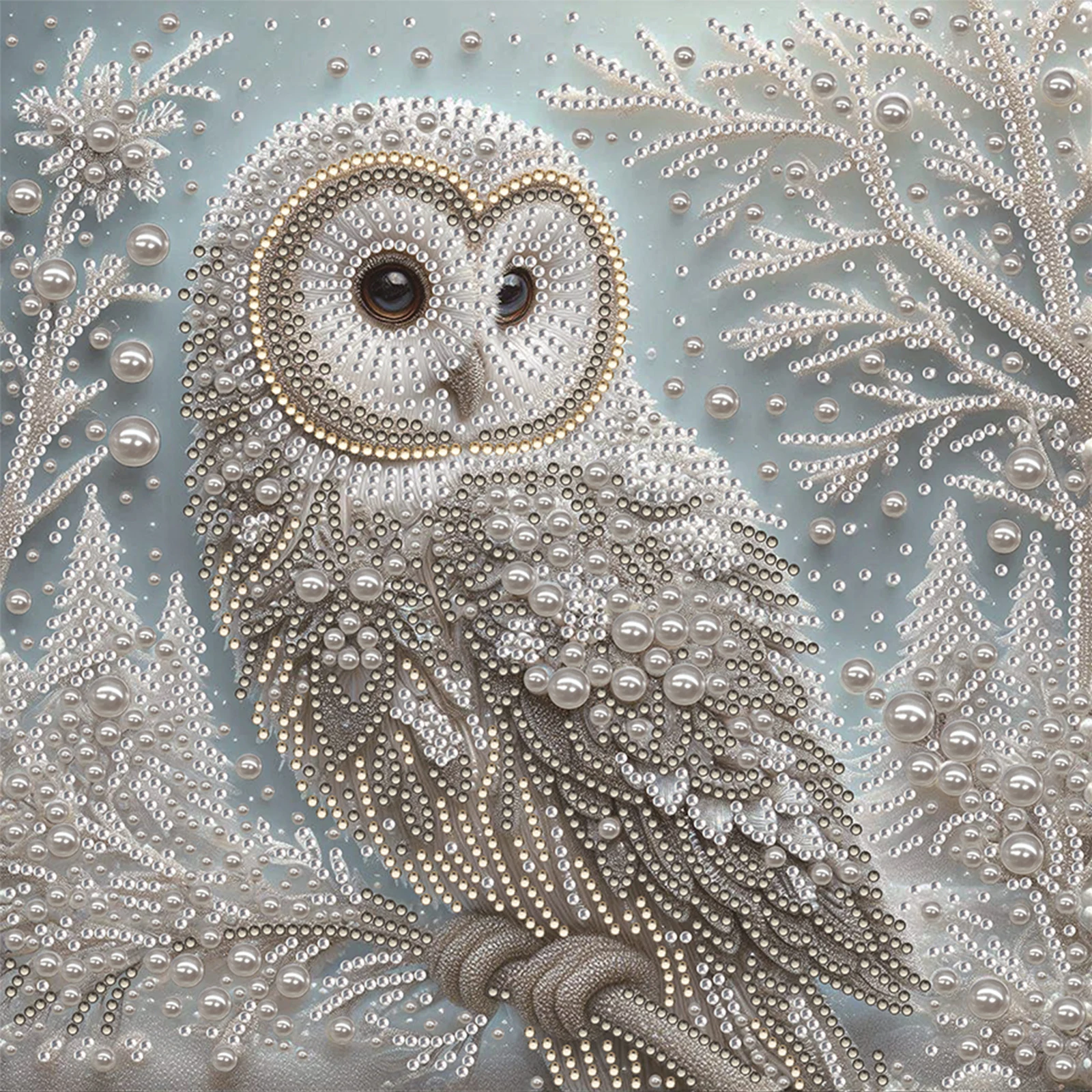 

Frost Owl Special Shaped 5D DIY Partial Drill Diamond Painting Kit Home Art 30x30cm