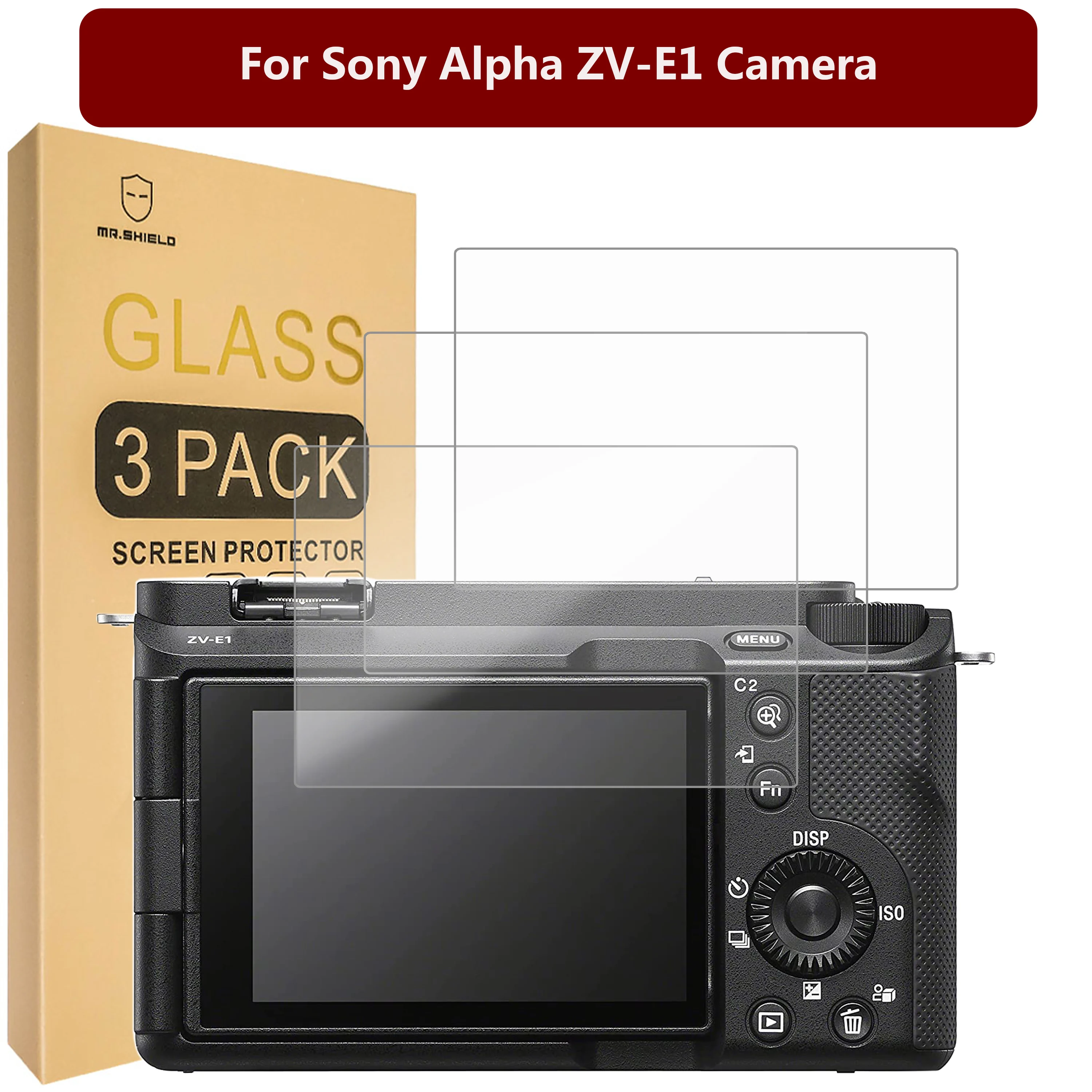 Mr.Shield [3-Pack] Screen Protector For Sony Alpha ZV-E1 Camera [Tempered Glass] [Japan Glass with 9H Hardness] Screen Protector