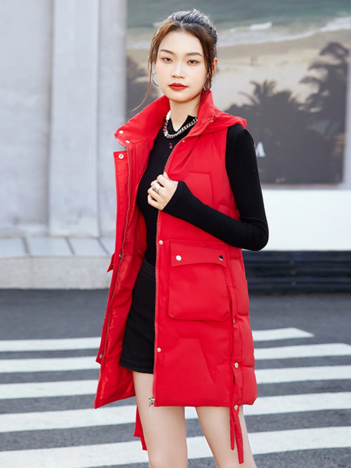 

Теплый хлопковый жилет женский средней длины в Корейском стиле для похудения, универсальная верхняя одежда Jaet, осень-зима, Новое поступление