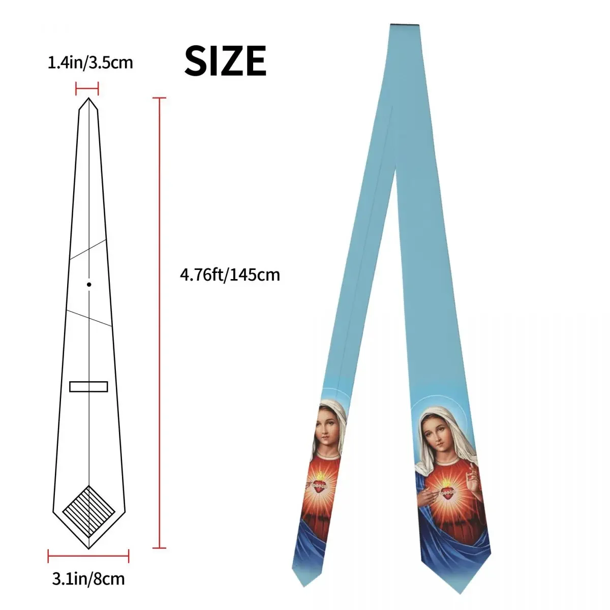 Fashion Holy Heart Of Mary Necktie Men Custom Silk Christianity Virgin Mary Office Ties