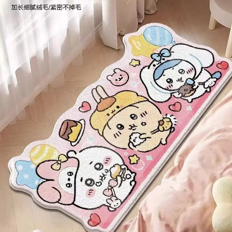 

Cartoon Carpet Chiikawa Hachiware Usagi Bedroom Bedside DIY Anti Slip Imitation Cashmere Long Carpet Home Living Room Decor Rug