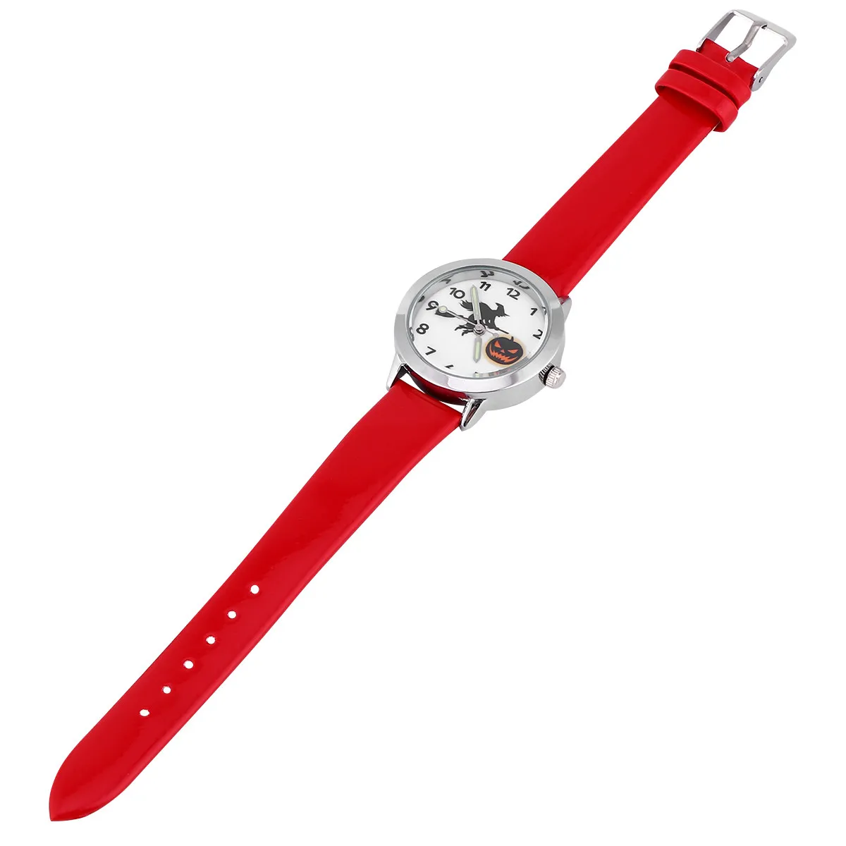 1Pcs Luminous Pointer Kids Wristwatch Halloween Pumpkin Lantern Witch Pattern Durable Quartz Watch Children Gift