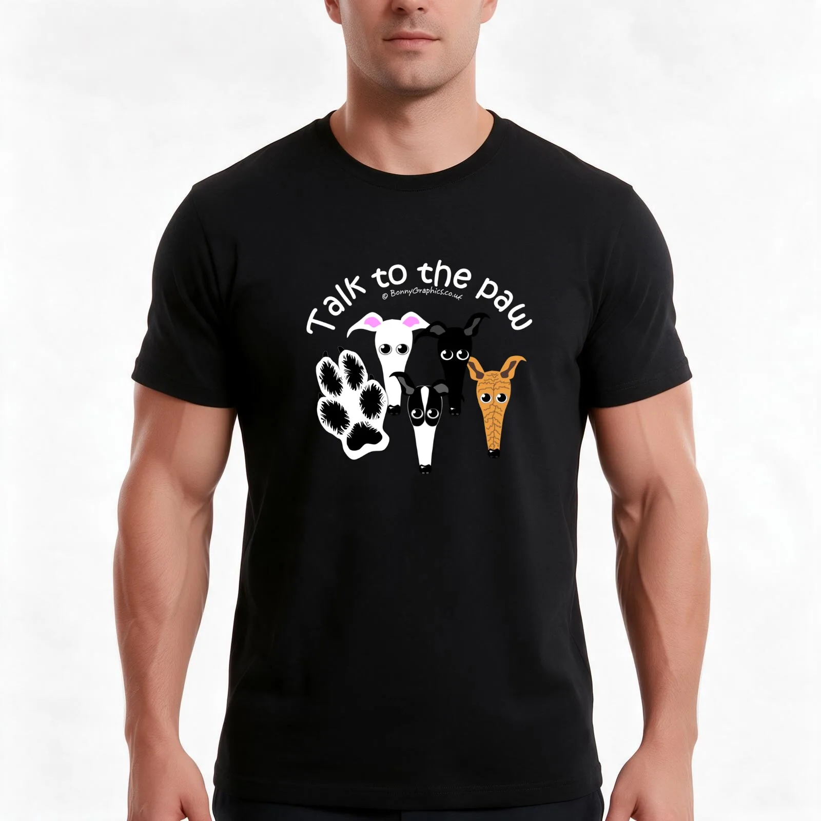 Four sighthounds talk to the paw! T-Shirt, Summer Casual Cotton Tee, Oversized Streetwear Tops, Vintage Graphic Print
