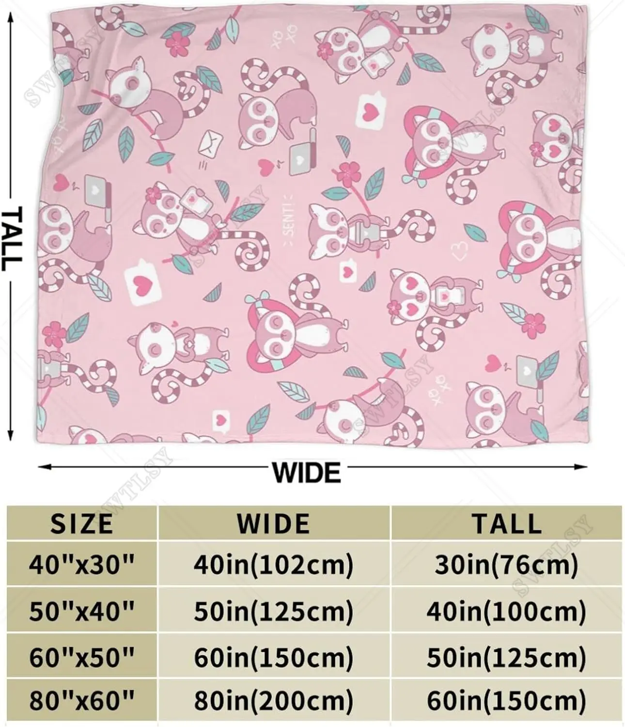 Pink Cute Monkey Soft Flannel Throw Blankets for Kids Boy Girl 40