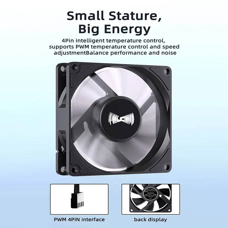 TEUCER-ventilador de caja de ordenador 8015, ventilador de refrigeración ultrafino con alto flujo de aire, 80mm/92mm, 4 pines, PWM, 1200-3000RPM, rodamiento FDB en cascada