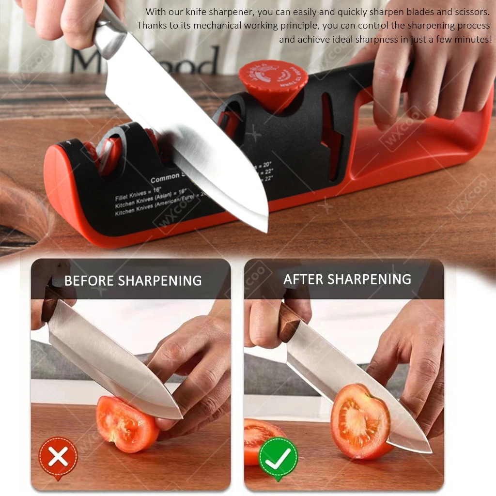 Professional 4-in-1 Knife Sharpening Adjust Angle Kitchen Knife Sharpener Helps Repair Restore Polish Blades Scissor Sharpener