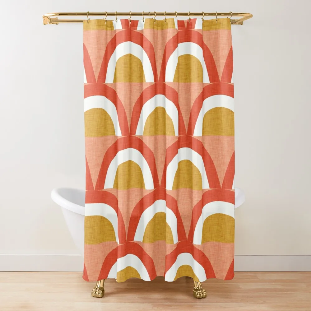 

New Mid Mod Rainbow Magic Orange Red #midcentury Shower Curtain Shower Bath For Bathroom Curtain