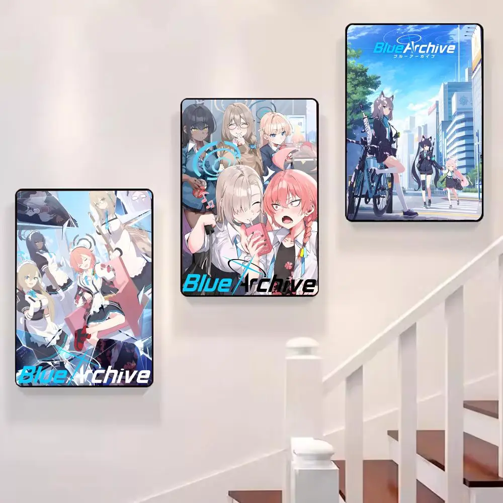 Jogo de vídeo b-azul arquivo pintura caligrafia hd impressão vinco livre mural arte fotos para sala de estar decoração de parede de casa lona