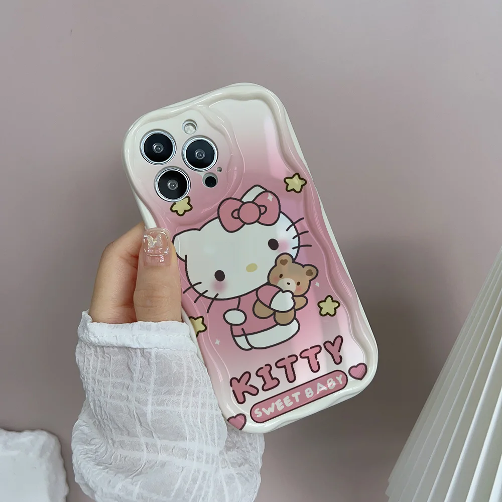 آيفون 6 6S 7 8 Plus SE 2022 2020 X XS Max XR 12 Mini 11 12 13 Pro Max Cartoon Hello Kitty Cute Y2K Sanrio غطاء ناعم