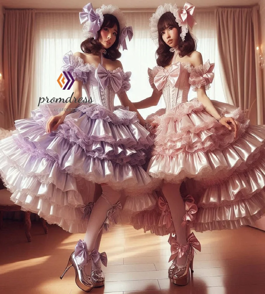 

Luxury Lilac Costume Prom Dress 2025 Off Shoulder Hi Low Lolita Evening Dress Cosplay Birthday Homecoming Party Gown Customized