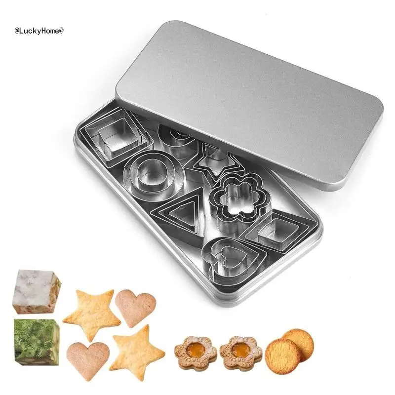 30 Pack Stainless Steel Cookie Cutters Biscuit Moulds 10 Different Shapes Baking Gadgets Perfect Gifts for Baking Lovers 11UA