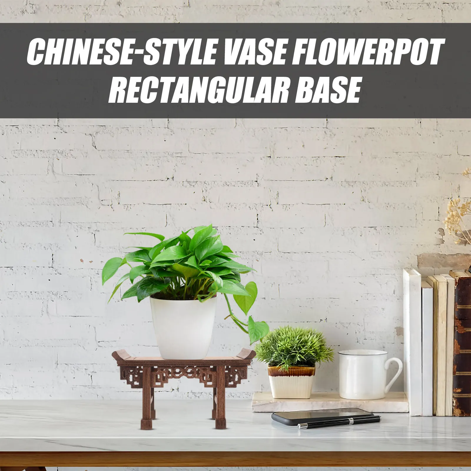 Large Rustic Flower Vase Display Stand Chinese Style Pedestal Pot Holder Decorative Desktop