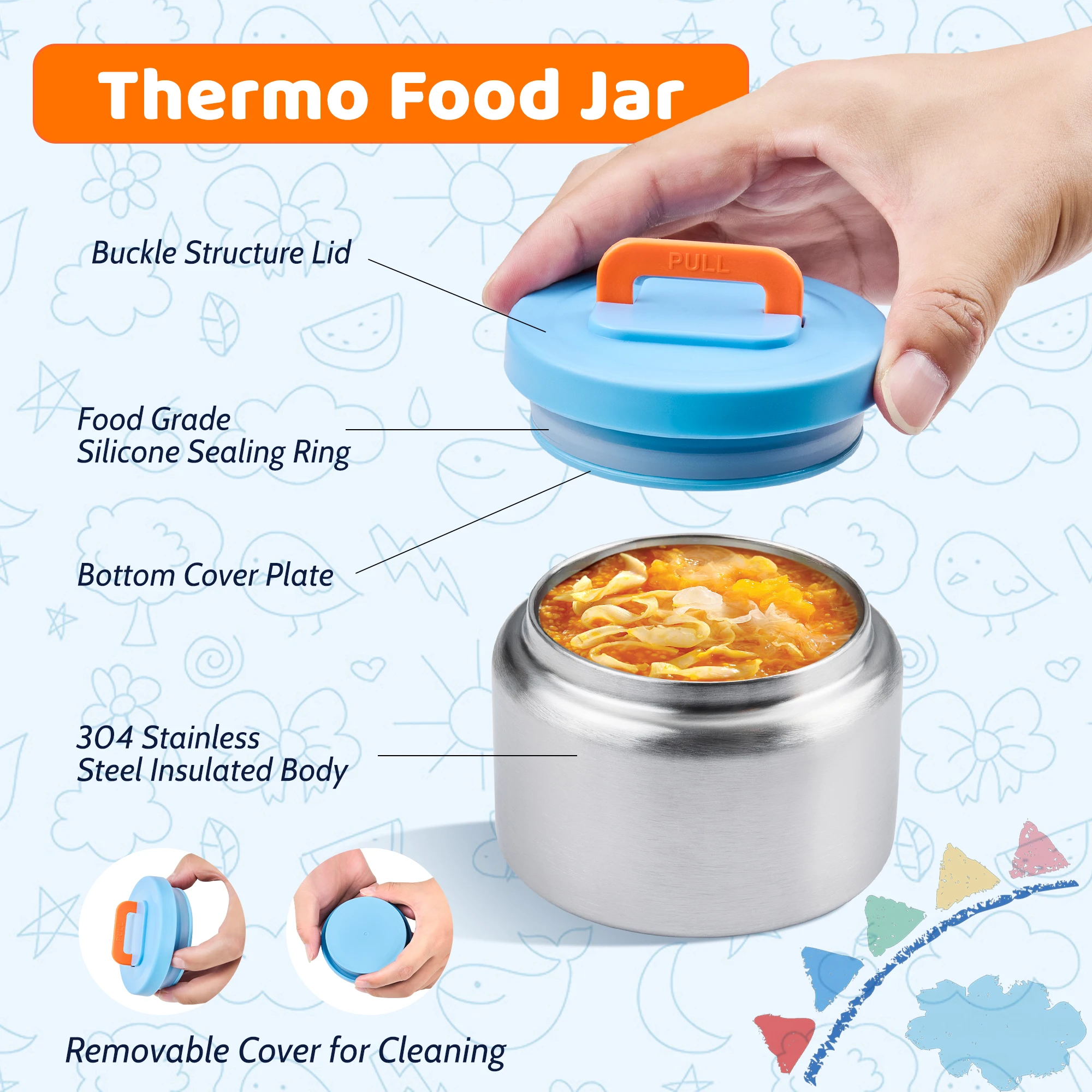 Bento Lunch Box for Kids with 8oz Soup Thermo Leak-Proof Lunch Food Containers with Snack Sauce Container for Kid Toddler Girls view 4