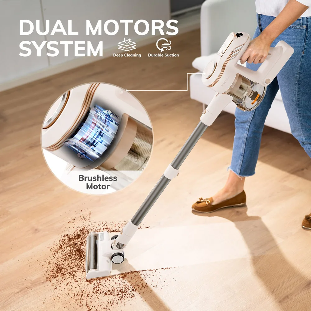 MIUI Cordless Vacuum Cleaner Hard Floor Carpets Pet Hair  Dual Motor Vacuum Cleaner Cleaning Machine Removable Battery