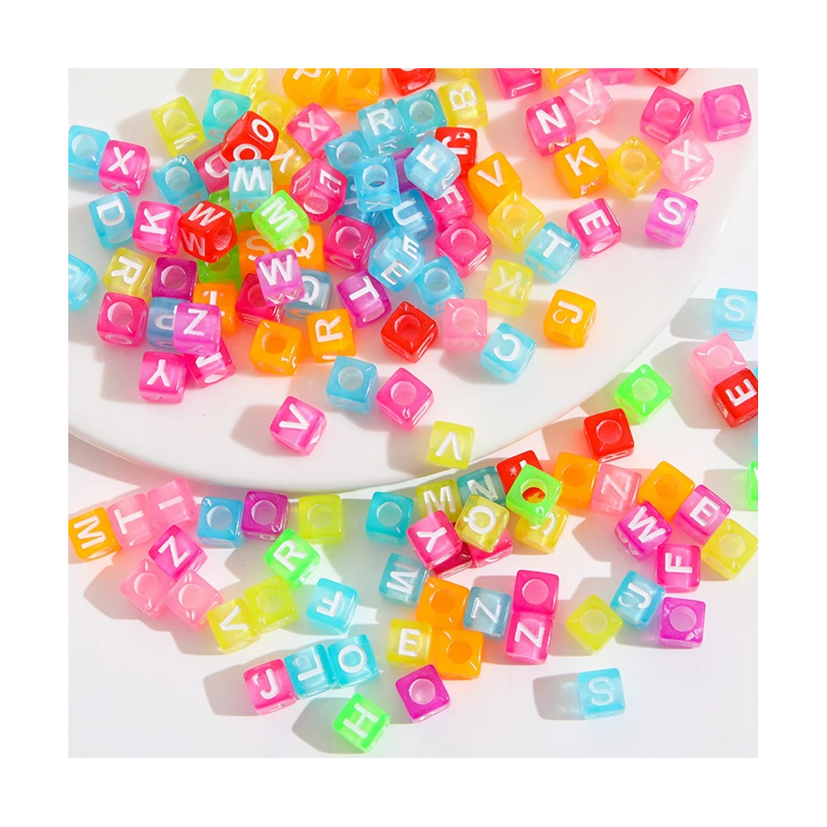 3000Pcs Acrylic Square Letter Beads Bulk Colorful Mix DIY Beads for Bracelet Jewelry Gifts Souvenir Making 6mm