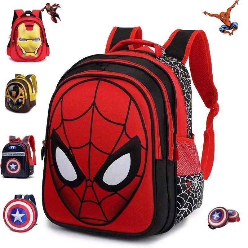 Disney Children\'s Schoolbag Captain America Teen Girl Schoolbag Iron Man Bumblebee Pattern Marvel Hero Schoolbag Boy Gift