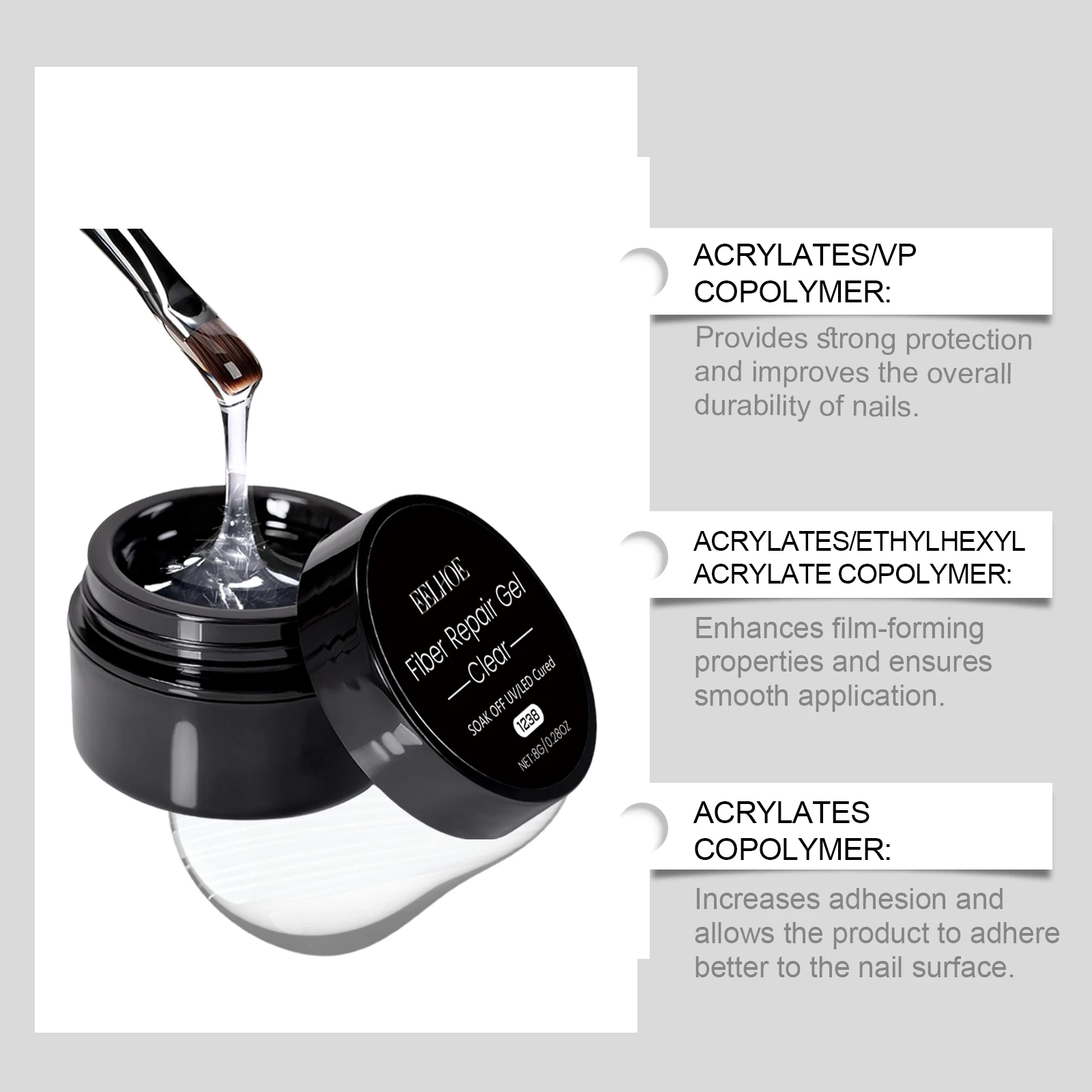 Eelhoe Nail Solid Adhesive Natural Quick Drying Wear Adhesive Soft Stable Easy To Use Convenient Nail Adhesive Repair Cracks