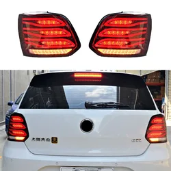 2Pcs Taillight Assembly LED Tail Light Rear Fog Lamp+Brake Lamp+Reverse+Dynamic Turn Signal For VOLKSWAGEN POLO 2011-2018