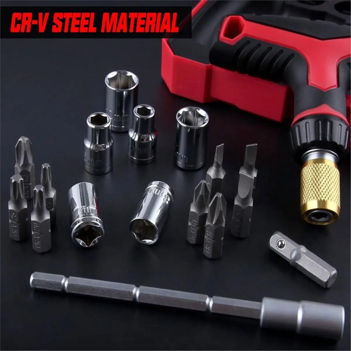 18-Piece T-Handle Ratchet Wrench & Screwdriver Set, Magnetic Multi-Bit Sockets, Adjustable Handle for Home & Garage