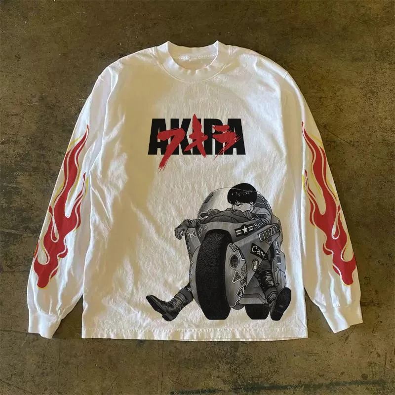Heavyweight 310gsm Pure Cotton Long Sleeve T-Shirt American Retro Style Oversize Streetwear Versatile Comfortable round Neck Top