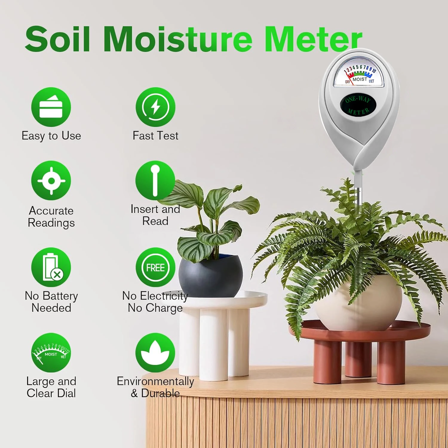 

Измеритель влажности почвы, монитор влажности почвы для домашних растений, датчик влажности гигрометра почвы для внутреннего и наружного использования, сада, фермы,