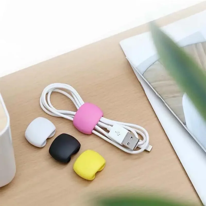 5 Pcs Reusable Silicone Cord Organizer Travel Data Cord Clip Decoration Earphone Charging Cables Storage Buckle Cable Organizer