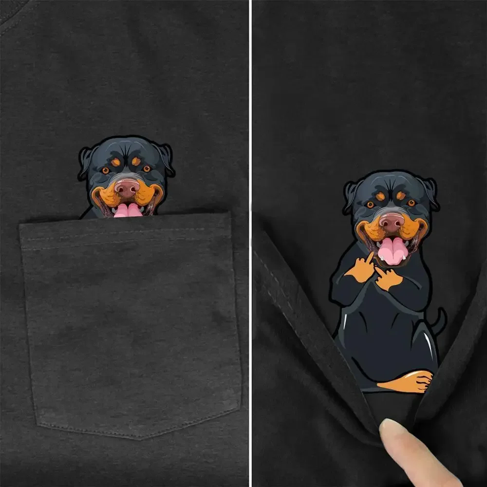

CLOOCL Забавная футболка с ротвейлером, футболка с карманами для домашних животных и собак, мужские и женские рубашки, топы в стиле хип-хоп, забавные хлопковые футболки, Прямая доставка