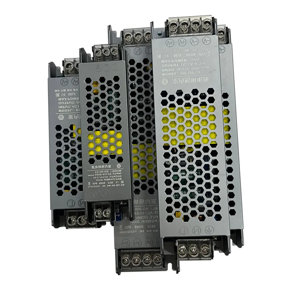 ac110v-220v入力、dc12v-24v-48v出力、60w-100w-200w-300w出力の超薄型ledドライバー電源、ledストリップライト用コンバーター