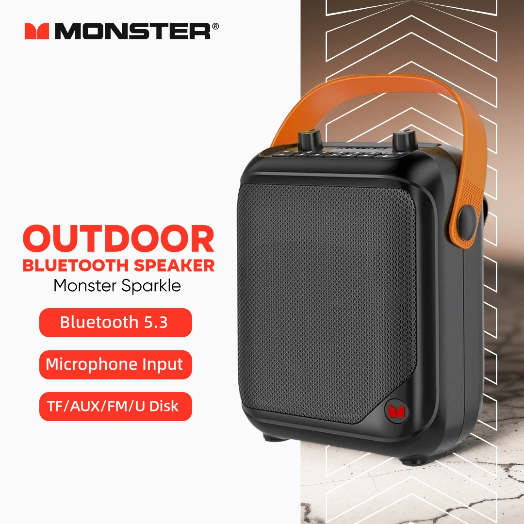 

Monster SPARKLE Bluetooth Speakers Portable Wireless Subwoofer 360 Stereo Sounds Boombox FM AUX BT TF Support Microphone Input