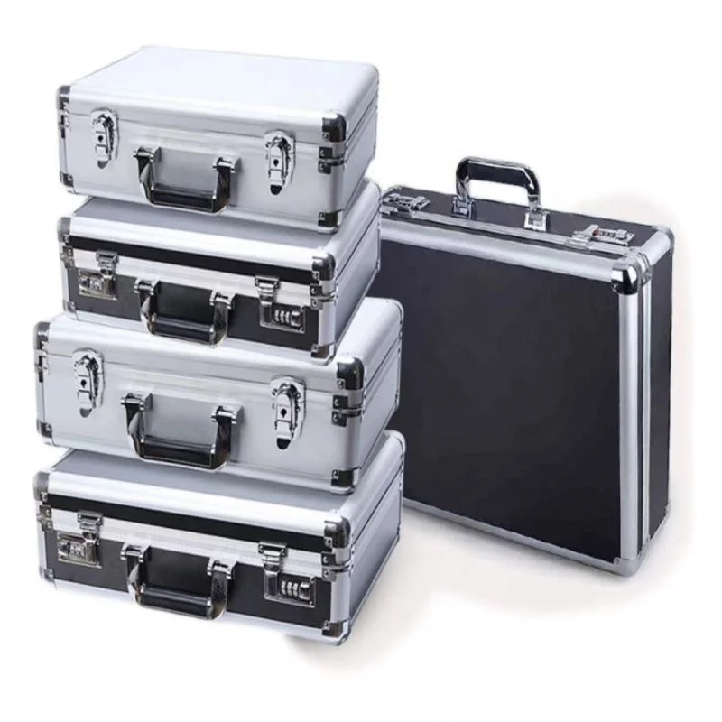 xx-Aluminum Alloy Suitcase for Instrument Equipment Toolbox Portable Aluminium Briefcase Storage Display Case
